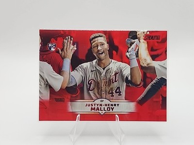JUSTYN-HENRY MALLOY 2025 STADIUM CLUB RED PARALELL #64 TIGERS ROOKIE RC