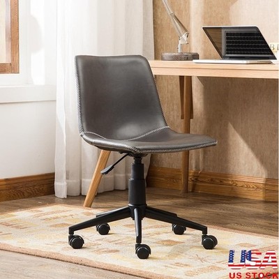 Faux Leather Swivel Office Chair Adjustable Gas Lift Casters Comfortable Design