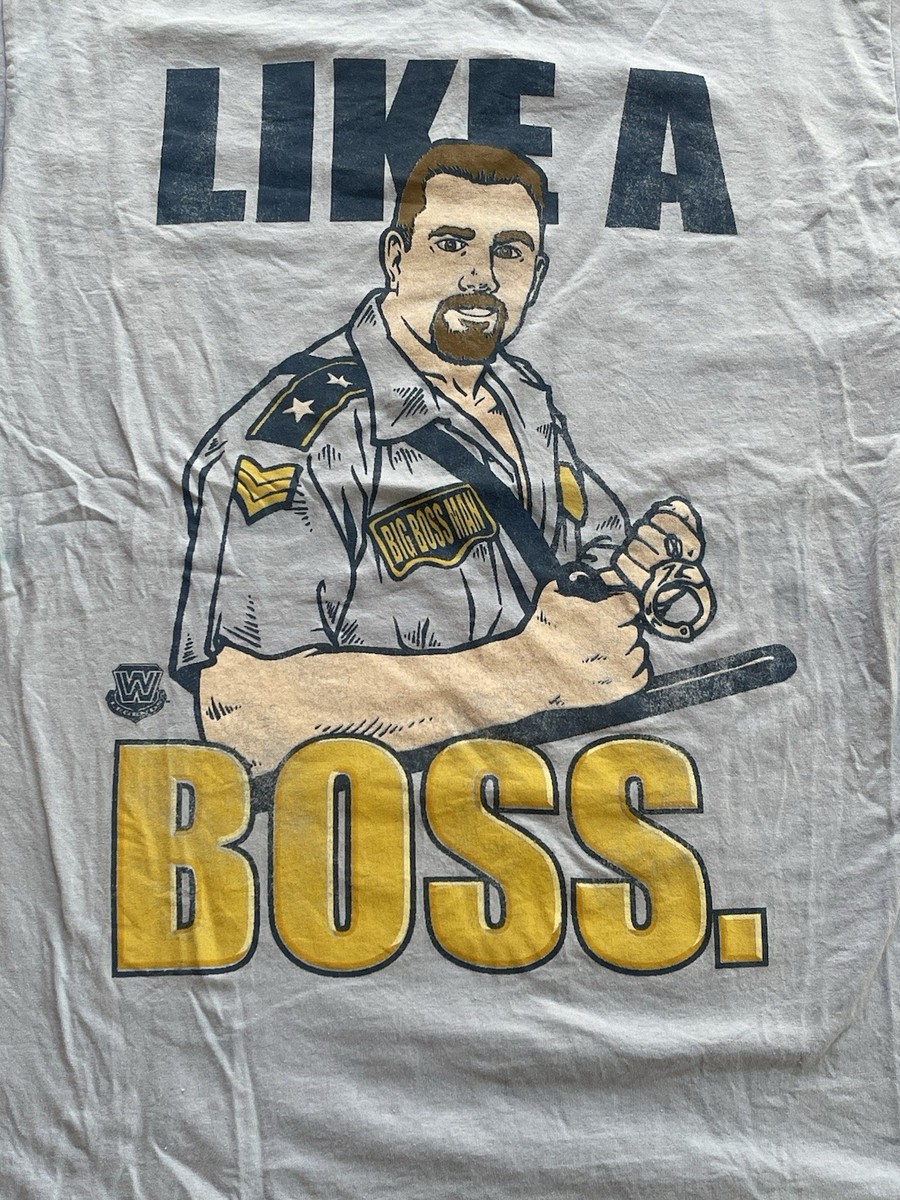 【レア】ビッグボスマン Tシャツ WWE Big Boss Man Like A Boss Graphic Light Blue Cotton Men's T