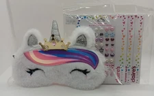 Claire's Unicorn Sleep Mask with Crown & Stick On Earrings  Brand New Great Gift