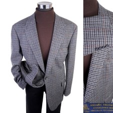 Brooks Brothers 1818 Blazer Sport Coat Sz 46R Two Button Gray Houndstooth Jacket