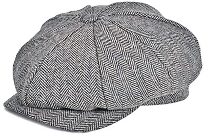 Mens Newsboy Cap High Woolen Tweed Gatsby Hat Ivy 7 3/8-7 1/2