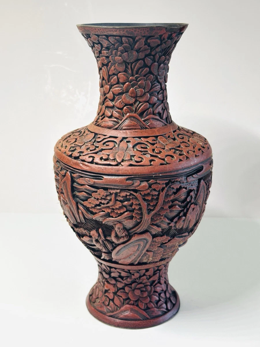 红色中国古董花瓶| eBay