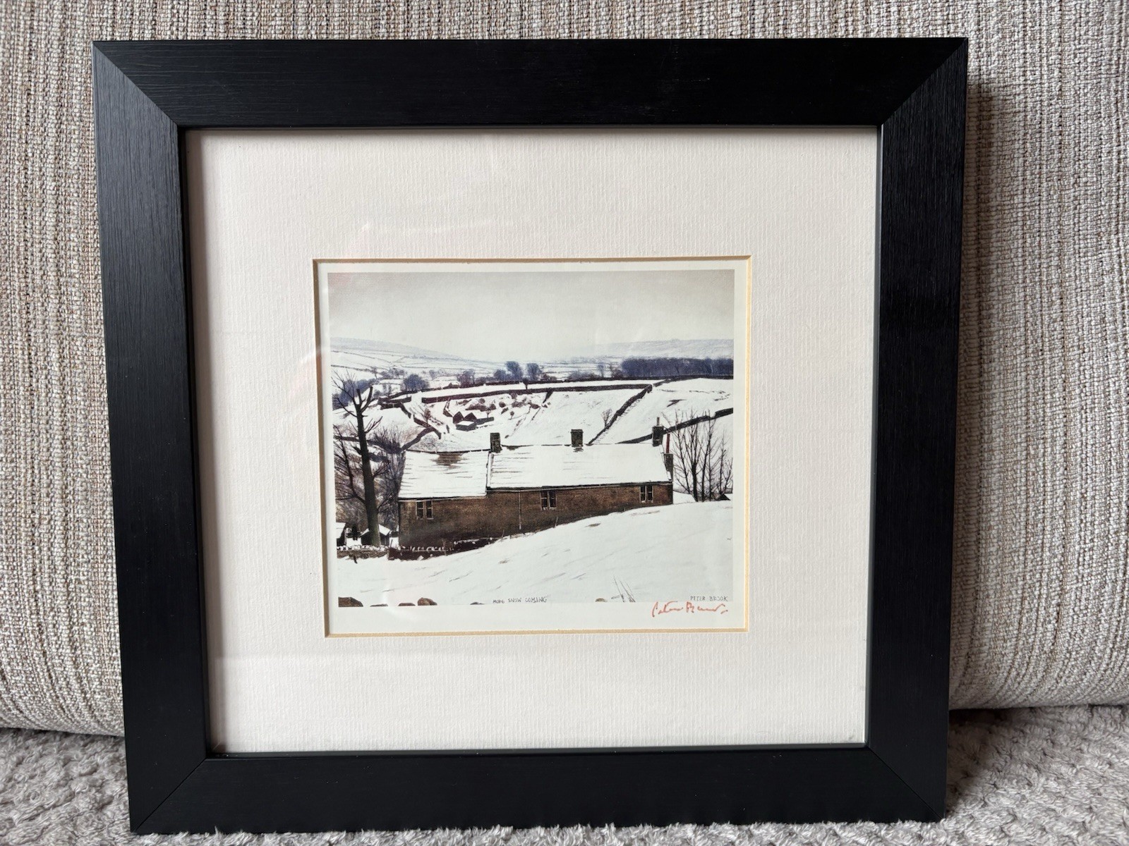 Vintage Peter Brook RBA Hand Signed Framed Print 'More Snow Coming'