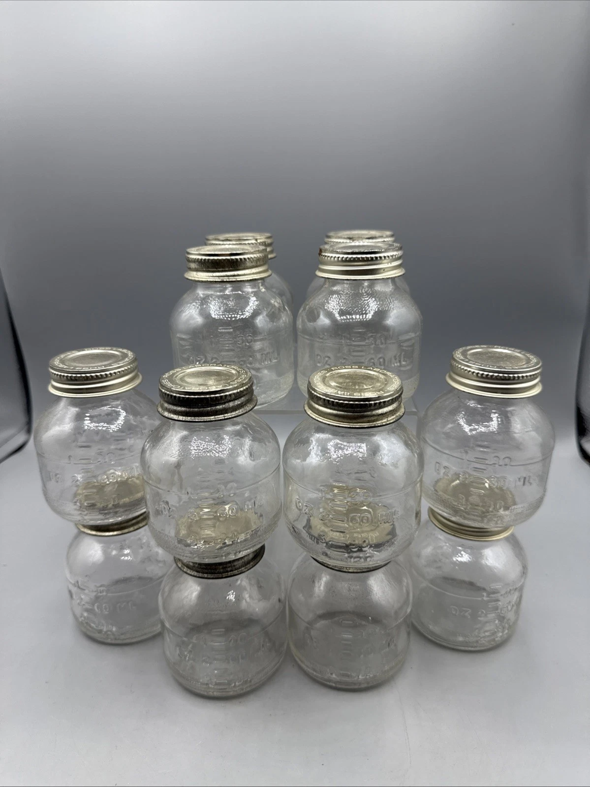 Vintage Ross Laboratories Glass Baby Jars 4 oz. with Lids Set/12