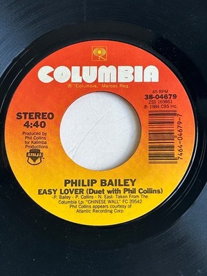 1984 Philip Bailey Phil Collins 45 RPM Easy Lover / Woman Columbia 38-04679