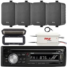 Pyle Stereo CD USB Receiver, 4x Enrock 4" Speaker, 4-Channel Amp, Antenna, Cover
