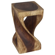 Haussmann Original Wood Twist End Table 10x10x18 in Height Walnut Oil