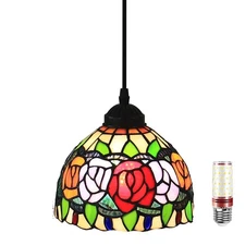 Hanging Lamp Tiffany 8 Inch Hanging Ceiling Light Vintage Farmhouse Small Sta...