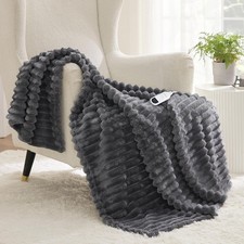 Cozy Striped Flannel Electric Throw Blanket - Soft Heated Microfiber Design