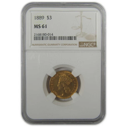 1889 Indian Princess Head MS 61 NGC Gold $3 Coin SKU:I19668