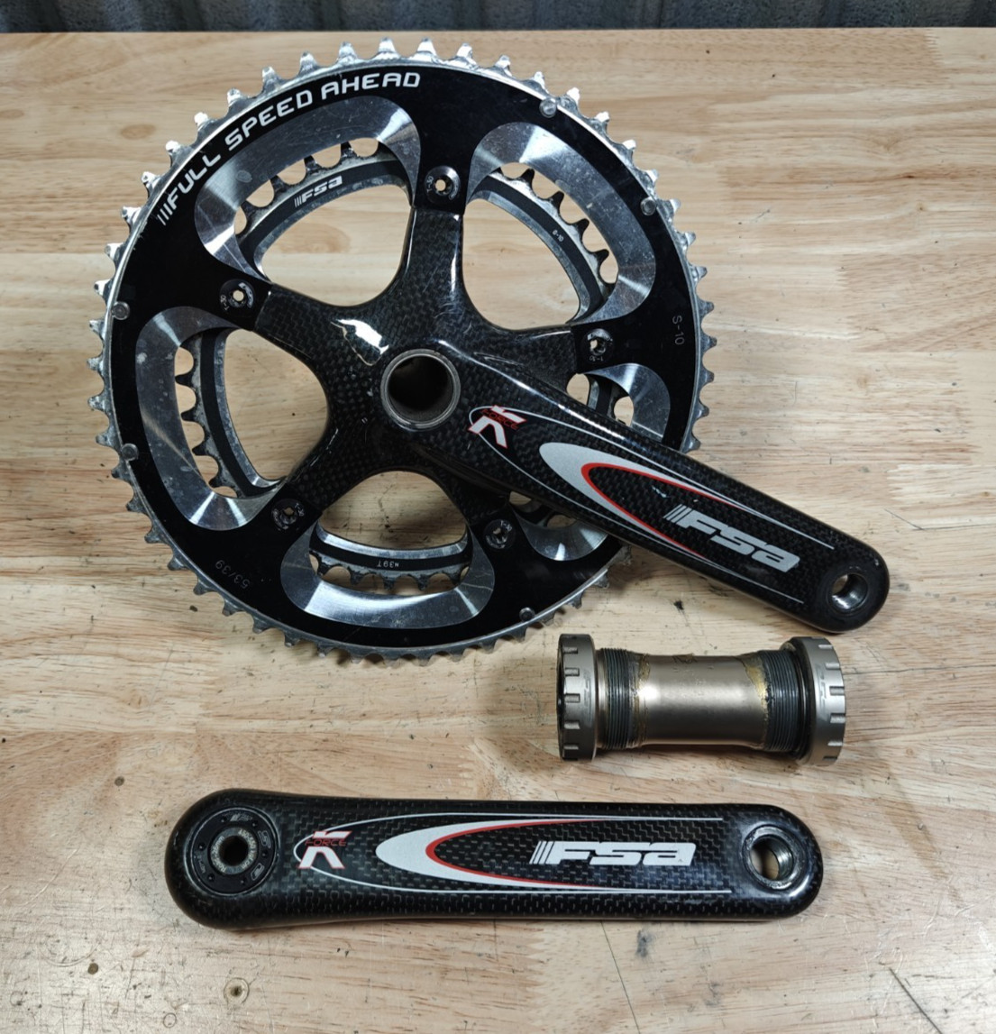 FSA K-Force Carbon Crankset, 53/39 Tooth, 175mm Crank Arm Me