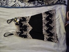 Wacoal Embrace Lace Floral Chemise Gown Black Beige Sleeveless Size L 814191