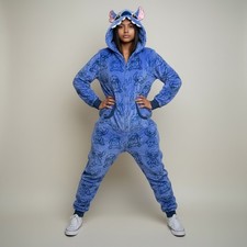 Size S Disney Lilo Stitch Womens One Piece Pajamas PJs Union Suit Costume Hood