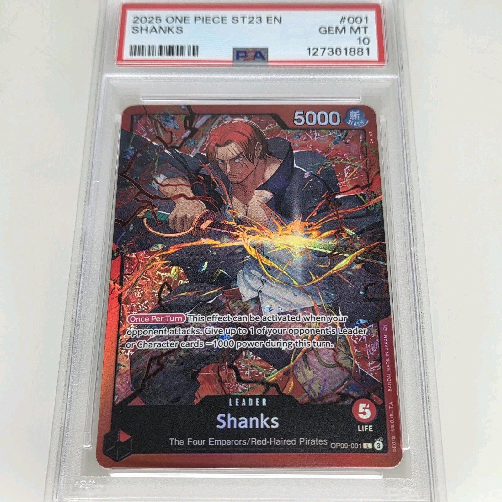 Shanks OP09-001 Alt Art Leader ST23 Starter Deck Foil Holo One Piece PSA 10 GEM