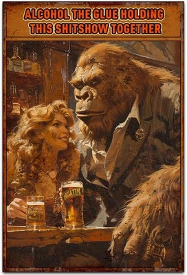 Alcohol The Glue Holding Tin Metal Signs Home Décor, Retro Classic Art Wall Deco