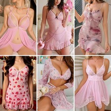 Women's Sexy Lingerie Sleepwear Babydoll Underwear Lace Dress G-String Nightwear