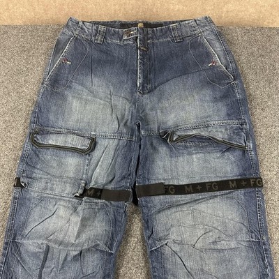 VINTAGE Marithe Francois Girbaud Jeans Mens 40x30 Blue Cargo Strap