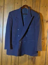 VTG Aquascutum London Navy Blue Double Breasted Blazer - Pure Virgin Wool 40R