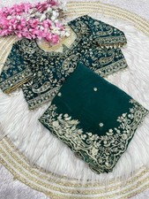 Green Silk ready to wear saree with stitched blouse blouse adjustable size 38-42