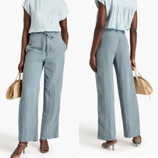 Vince High Rise Wide Leg Tencel Tie Belt Pant In Slate Blue Women's 12 NWT