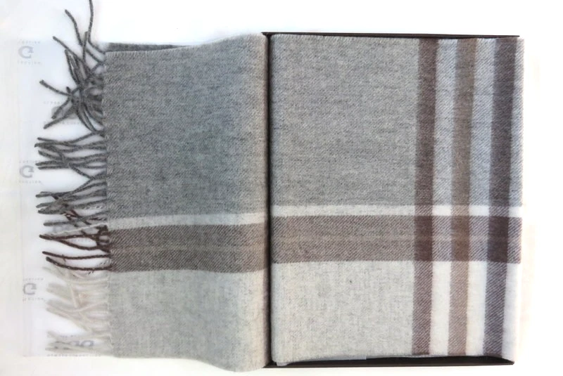 UGG Classic Australian Ozwear Collection Grey Checker Wool Knit Scarf Unisex