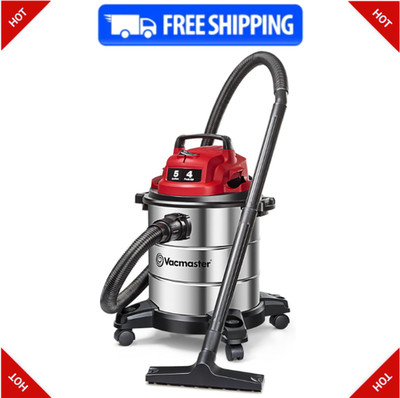 Vacmaster Red Edition 5-Gal Wet/Dry Vac   4 HP, Stainless Steel, Blower Function