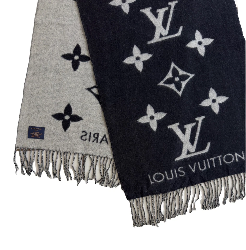 Bufanda de cachemir con monograma gris/negro de Louis Vuitton Foto 3 de 4