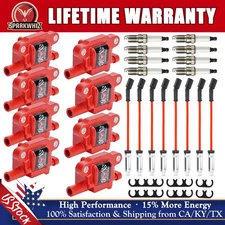 High Performance Ignition Coil & Spark Plug & Wire For Chevy GMC 5.3L 6.2L UF413