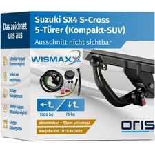ANHÄNGERKUPPLUNG für Suzuki SX4 S-Cross 13-21 starr ORIS +13polig E-Satz ABE