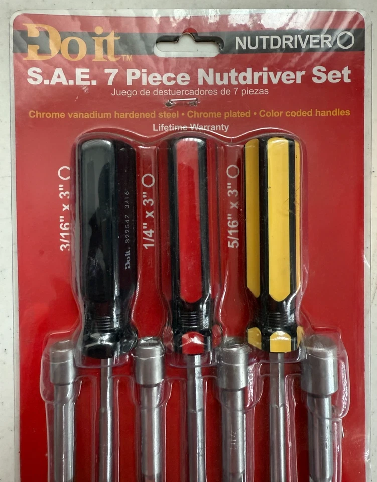 Do it SAE 7 Piece 6-Pt. Nut Driver Set  3 In. Shank Lifetime Warranty - NEW - Image 2 of 4