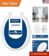 Linden Slow Close Toilet Seat, Non Slip Heavy Duty Wood, Easy Install, Round,...