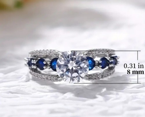 Elegant Womens Silver Plated Cubic Zircon Wedding Engagement Ring Jewelry Sz 10 - Bild 7 von 9