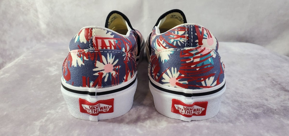 VANS CREW CLASSIC SLIP-ON Shoes Floral Red Blue Womens 5.5  display picture 2