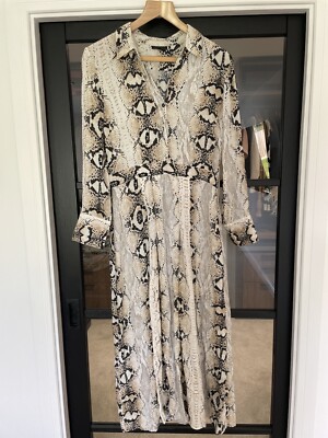 Topshop Snake Print Midi Dress With Slits On Skirt Size 10 | eBay UK