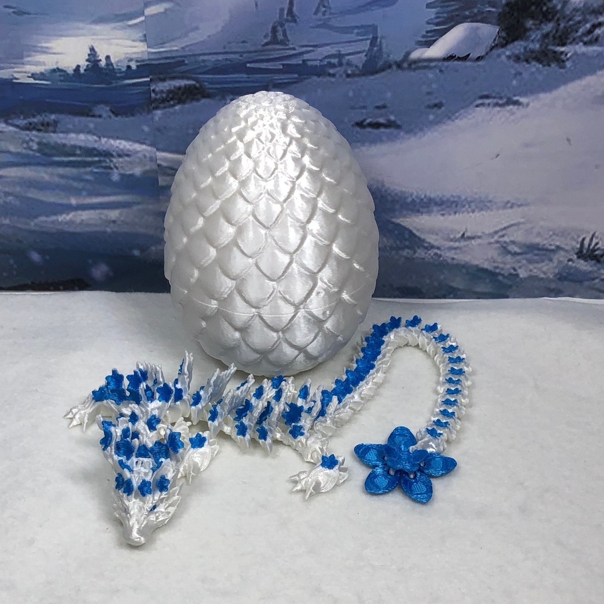 Cherry Blossom Dragon with Dragon Egg, 3D Printed