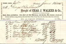 Chas Walker Portland ME 1868 Billhead Boots Shoes & Rubbers