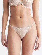 NWT Calvin Klein Size LARGE  Sheer Marquisette Lace High Leg Tanga, Cedar