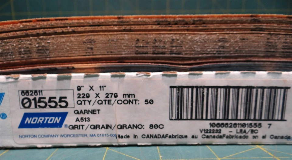 50 件装诺顿 01555 石榴石砂纸,9 英寸 x 11 英寸 80 粒 — 第 2/4 张图片