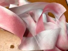 silk ribbon 1" on the bias hand dyed 1yd made in USA strawberry ice