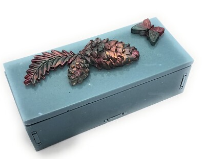 REDUZIERT Schmuckkästchen, Deckeltopf. Sectional, Dark Duck Egg Blue. Zapfen Rechteck