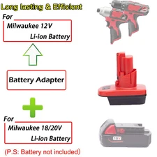 NEW For Milwaukee 18V Lithium-Ion Battery Adapter to For Milwaukee12v Tools
