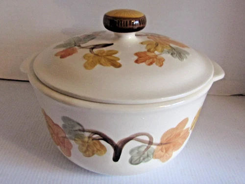 Franciscan October Covered Casserole USA Made Very Hard to Find Autumn Leaves