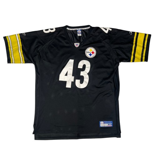 Reebok OnField Troy Polamalu 43 Pittsburgh Steelers Sz 60 Black Jersey Sewn Flaw