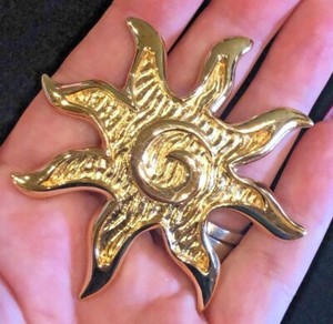 Authentic Vintage GIVENCHY Gold Plated Sun Brooch