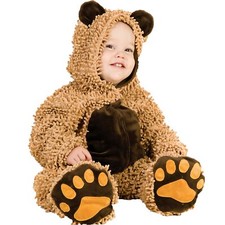 Baby Brown Teddy Bear Halloween Costume Hooded Ears Jumpsuit Booties 12-18 mo