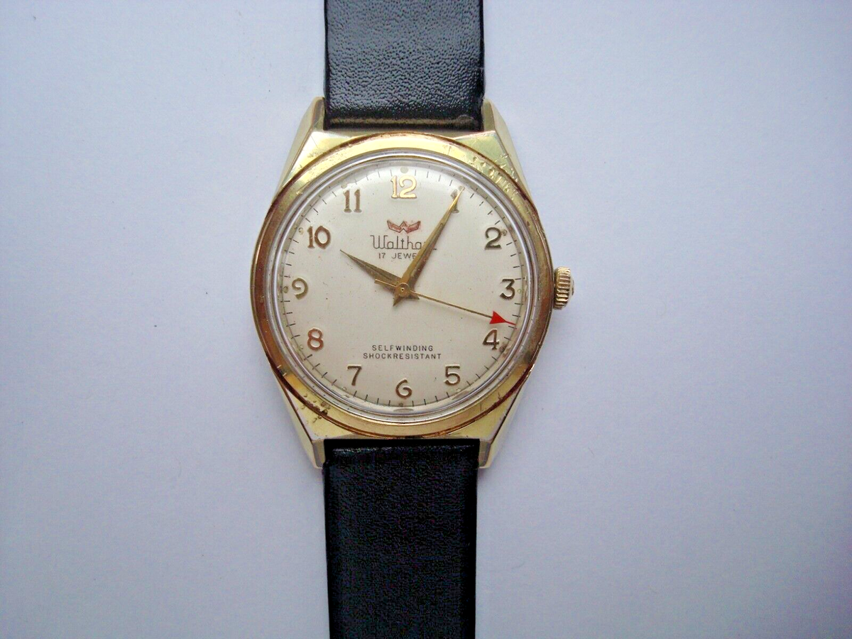 Vintage Waltham Mens Selfwinding Watch 17 Jewel Numerals Red Arrow