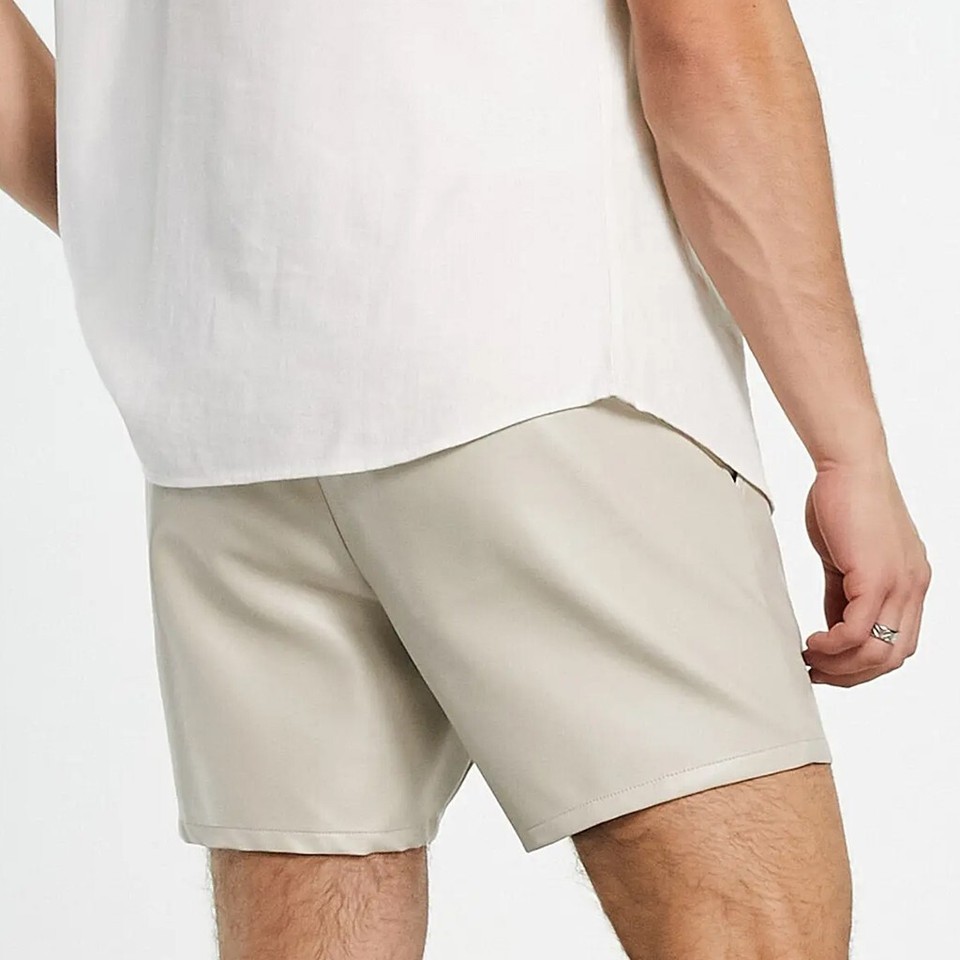 Mens White Moto Shorts