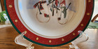 Jolly Snowmen Dessert Plates (pair) 6 1/2" Royal Seasons Stoneware White Red ! — photo 6