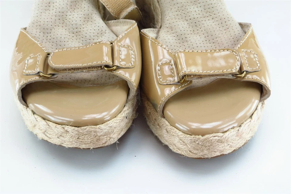 Sandalias de mujer SOFT Walk talla 7,5 W marrón con correa al tobillo charol Foto 2 de 4